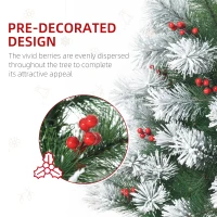 HOMCOM Indoor Christmas Tree Artificial Berry Xmas Decoration with Metal Stand and 184 Tips (5FT(150CM))(m-5)