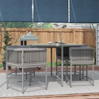 Outsunny 4-Seater Rattan Cube Garden Furniture Set with Cushions - Grey(m-8)