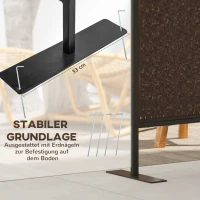 Outsunny Raumteiler Paravant, Vintage-Design, 3-teilig, 148 cm x 33cm x 181 cm, Braun + Schwarz(m-6)