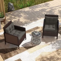 Outsunny Lot de 4 coussins pour le jardin avec 2 coussins d'assise et 2 coussins de dossier, polyester, gris anthracite(m-7)
