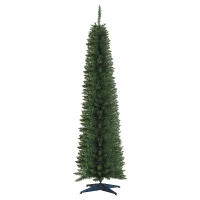 HOMCOM Albero di Natale Slim Artificiale 210 cm con Rami Realistici, Albero di Natale Alto e Stretto con Base Pieghevole, Verde(m-10)