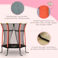HOMCOM Kindertrampolin, Sicherheitsnetz, Gittertür, Metallrahmen, Ø163,5x163,5 cm, Rot(m-5)