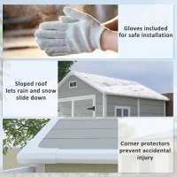 Outsunny 6 x 5ft Garden Shed, Plastic Shed with Floor, Window, Lockable Doors and Vents, Wood Effect Resin Tool Shed for Outdoor Patio, Dark Grey(m-8)