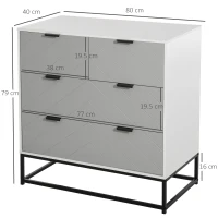 HOMCOM Chest of Drawers with Metal Handles Freestanding Dresser for Bedroom, Living Room(m-4)