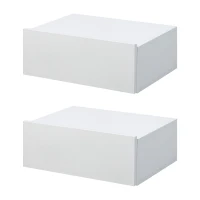 HOMCOM Lot de 2 Tables de Chevet murales - Lot de 2 Tables de Nuit - tiroir Coulissant, Plateau - Panneaux Particules Blanc(m-10)