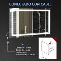 kleankin Espejo de Baño con Luz LED con Interruptor Táctil Color de Luz Ajustable y Función de Memoria 100x60 cm Plata(m-8)