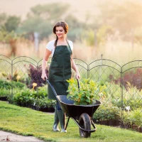 Outsunny Decorative Garden Fencing, 43in x 11.4ft Outdoor Picket Fence Panels, 8PCs Rustproof Steel Wire Landscape Flower Bed Border Edging Animal Barrier, Black(m-10)