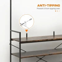 HOMCOM Coat Stand, Industrial Coat Rack with Shoe Storage, Free Standing Hall Tree with 5 Hooks, 5 Shelves and Steel Frame for Hallway, Entryway, Rustic Brown(m-6)