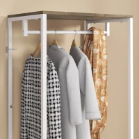 HOMCOM Hallway Coat Rack and Shoe Bench Tree - Grey(m-8)