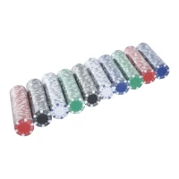 HOMCOM Mallette de Poker Coffret de Poker Complet avec 500 jetons 2 Jeux de Cartes + 5 dés Bouton Dealer 2 clés alu.(m-6)