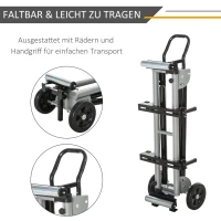 DURHAND Untergestell für Kappsägen Arbeitstisch für Kapp- und Gehrungssägen Sägengestell Kappsäge Stahl Schwarz+Silber Seitenverlängerung 123,5-245 cm(m-5)