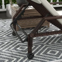 Outsunny Outdoor Sun Lounger, Rattan Wicker Chaise Recliner with 5-Level Adjustable Backrest and 2 Wheels(m-9)
