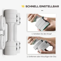 SPORTNOW 2 x 2,5 kg Kurzhanteln mit anpassbarem Gewicht, Kunststoffgehäuse, Weiß(m-5)