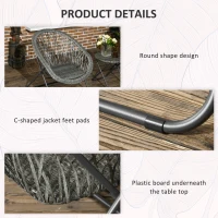 Outsunny 3 Pieces Rattan Bistro Set, Wicker Folding Garden Furniture Set with Round Coffee Table and Chairs for Outdoor, Patio, Balcony, Grey(m-7)