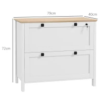 HOMCOM Armadietto Portadocumenti con 2 Cassetti per Cartelle A4, Serratura e Chiavi, 76x40x76cm, Bianco(m-3)