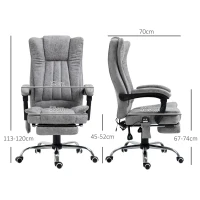 Vinsetto Office Chair with Massage and Heat, Microfibre Reclining Computer Desk Chair with Footrest and Adjustable Height, Swivel Wheels for Home Office, Grey(m-3)