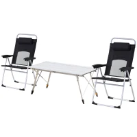 Outsunny 3 Piece Folding Camping Table and Chairs Set, Backpacking Chairs with Portable Table(m-11)