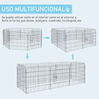 PawHut Parque de Juegos para Perros 8 Paneles 76x71 cm Plegables Jaula Metálica para Mascotas con Puerta para Jardín Patio Exterior Negro(m-4)