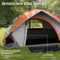 Outsunny Two Man Single Room Dome Tent, with Accessories - Orange/Grey(m-6)