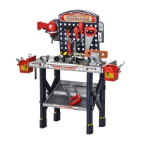 HOMCOM Etabli et Outils pour Enfant - Jeu d'imitation Bricolage - Nombreux Accessoires Total de 55 pièces & Outils variés - PP Rouge Gris(m-10)