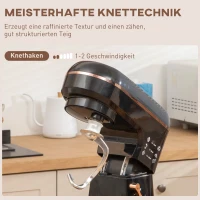 HOMCOM Mikser Stołowy, Robot Kuchenny, 6 Prędkości, 5,5L Misa ze Stali Nierdzewnej, Czarny(m-5)