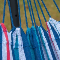 Outsunny 298 x 117cm Hammock with Stand Camping Hammock with Portable Carrying Bag, Adjustable Height, 120kg Load Capacity, Blue and White Stripe(m-9)