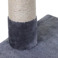 PawHut Tiragraffi per Gatti Multilivello con Amaca e Pallina, Legno e Peluche, 50x36x70cm, Grigio(m-8)