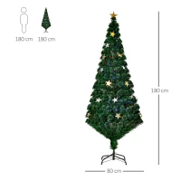 HOMCOM Albero di Natale 180cm con 27 Luci LED, Fibre Ottiche e 230 Rami, Albero di Natale Artificiale(m-3)