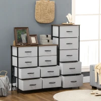 HOMCOM Fabric Chest of Drawers, Industrial Bedroom Dresser with 5 Fabric Drawers, Steel Frame and Wooden Top for Nursery, Living Room, Hallway, Grey(m-7)