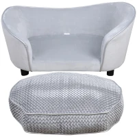 PawHut Canapé Chien Chat sur Pied Style Moderne Coussin d'assise Amovible Lavable Grand Confort 78,5 x 57 x 35,5 cm Gris(m-7)