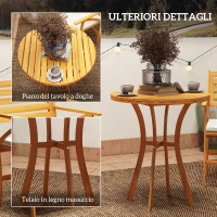 Outsunny Set da Giardino 3 Pezzi in Legno di Pino con Tavolo Rotondo Ø68x78 cm e 2 Sedie 55x52x87.5 cm con Cuscini(m-6)
