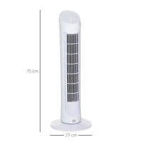 HOMCOM Tower Fan for Bedroom Cooling, 30 Inch Electric 70° Oscillating Fan with 3 Speed Settings, Standing Floor Fan for Home Office Indoor, White(m-3)