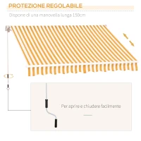 Outsunny Tenda da Sole Avvolgibile a Caduta con Manovella, in Alluminio e Poliestere, Arancione e Bianco(m-4)