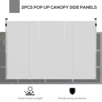 Outsunny Gazebo Side Panels, 2 Pack Sides Replacement, for 3x3(m) or 3x6m Pop Up Gazebo, with Windows and Doors, White(m-4)
