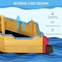 Outsunny Sandkasten Schiff Design Matschekiste aus Holz Segelschiff mit Sitzbank Flaggenmast Piratenschiff für Kinder 3-8 Jahre Sandkiste für den Garten Outdoor Sandbox Orange 160 x 70 x 103 cm(m-6)