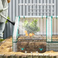 Outsunny Metal Planter Box with Cover, Raised Garden Bed with Greenhouse, for Herbs and Vegetables, White and Dark Grey(m-6)