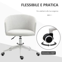 Vinsetto Sedia da Ufficio con Altezza Regolabile, Ruote e Seduta Girevole in Tessuto, Grigio Chiaro(m-5)