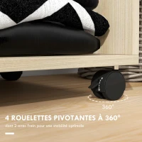 HOMCOM Armoire penderie étagère 2 niches penderie 4 roulettes pivotantes dim. 60L x 40l x 128H cm bois naturel(m-6)