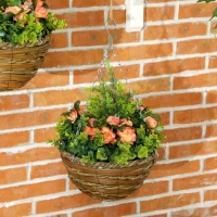 Outsunny Set of Two Hanging Lisianthus Flower Pots - Orange/Green(m-9)