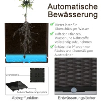 Outsunny Hochbeet 4-teiliger Pflanzkasten mit Abflusslöchern Rattan-Look Blumenkasten DIY Braun 40 x 40 x 44 cm(m-5)