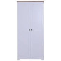 HOMCOM Armario Mueble Almacenaje Organizador Madera para Dormitorio Salón 2 Puertas 4 Estantes Multiusos 80x48x172cm Blanco(m-10)