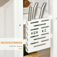 HOMCOM Kücheninsel mit Klapptisch, 2 Küchenregalen, Küchentresen, 120 cm x 76 cm x 91,5 cm, Weiß + Natur(m-7)