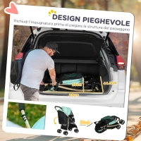 PawHut Passeggino per Cani Piccoli Pieghevole con Copertura Antipioggia, Cestino e Guinzaglio Integrato, Verde(m-5)