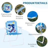 Outsunny 4 tlg. Kindersitzgruppe Garten Gartentisch 2 Klappstühle Sonnenschirm Camping Kindersitzgarnitur Gartenmöbel für 3-6 Jahre Blau(m-6)