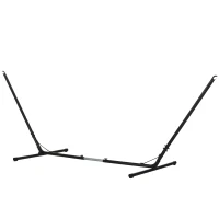 Outsunny Support Pied de hamac réglable Structure Robuste métal époxy Noir dim. 3,08-3,80L x 1,09l x 1,16H m(m-9)