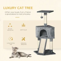 PawHut Corner Cat Tree for Indoor Cats, Kitten Tower with Scratching Post House Ladder Toy - Grey(m-6)