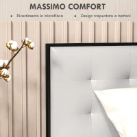 HOMCOM Testiera Letto Matrimoniale in Microfibra Imbottita Trapuntata a Bottoni per Letti da 180cm, Grigio(m-5)