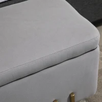 HOMCOM Baúl de Almacenaje para Dormitorio 70L Tapizado en Terciopelo con Patas de Metal 100x40x42 cm Gris Claro(m-8)