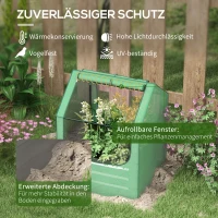 Outsunny Mini-Gewächshaus kleines Gewächshaus Frühbeet, verzinkter Pflanzkasten, aufrollbare Türen, 70 x 70 x 90 cm, Grün(m-5)