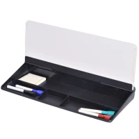 Vinsetto Desktop-Memoboard Tisch-Organizer Whiteboard Memoboard für Schreibtisch mit Tablettenständer Schreibtischorganizer Glas PP  Weiß+Schwarz 45,3 x 20,5 x 5,3 cm(m-10)